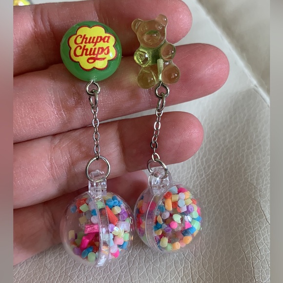 Candy drop Chupa Chups Gummy Bear confetti drop sprinkles confetti earri… - Picture 2 of 5